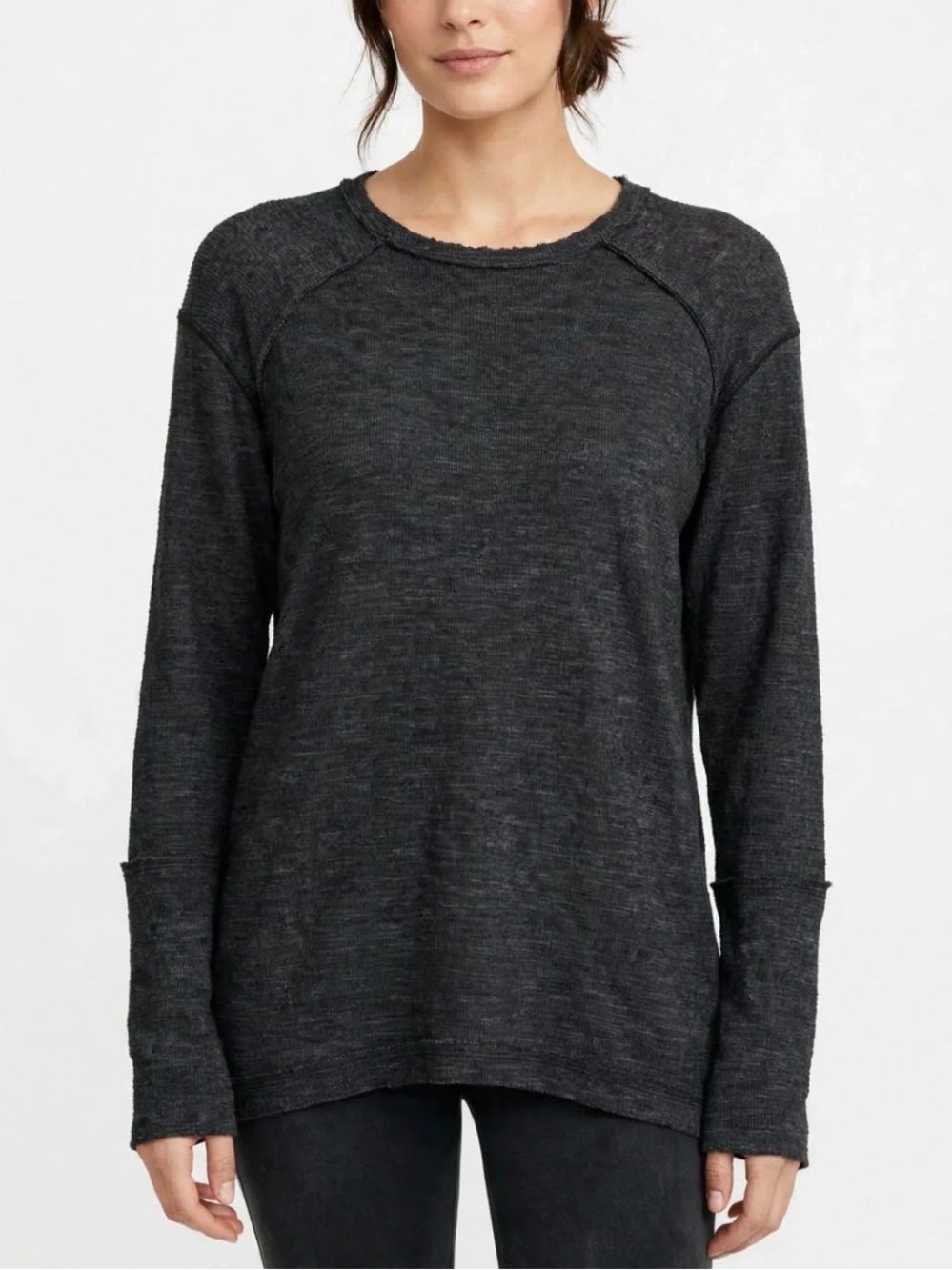 We The Free | Dark Charcoal Split Back Crew Neck Thermal
